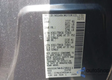 2022 Nissan Frontier S 4X4 from USA, damaged, VIN 1N6ED1EK7NN628011